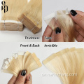 Großhandel doppelt gezogene Nagelhaut ausgerichtet Virgin Natural Hair Extension Humanes Band Russian 100% Remy Hair Extension Tape in Anbietern